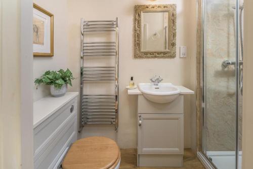 a bathroom with a sink and a toilet and a shower at 2 Bed in Warkworth oc-coq95 in Warkworth
