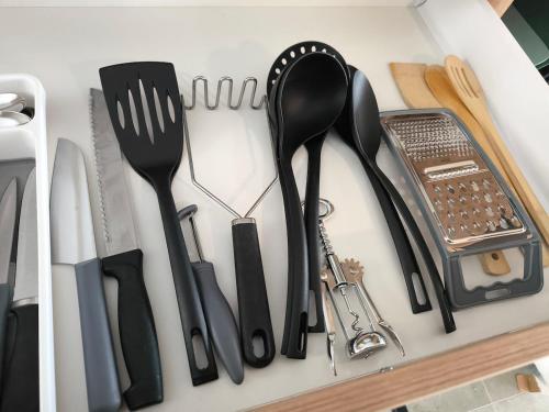 a drawer with knives and utensils in it at Bergliebe Klippitztörl in Klippitztorl