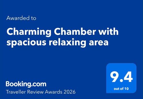 a screenshot of a phone screen with the changing champion with aographics relay area at Charming Chamber with spacious relaxing area in Pagham