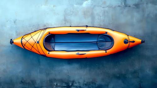 an orange kayak is attached to a wall at Soda Springs Ranch Unit 3C in Grand Lake