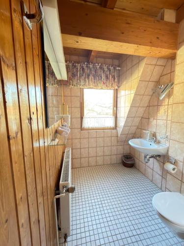 a bathroom with a sink and a toilet at RS Aparthotel in Schöppenstedt