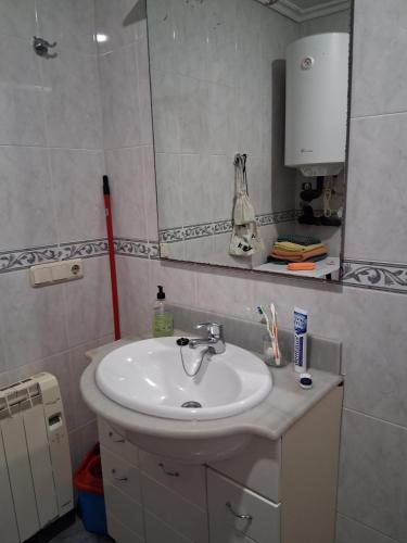 a bathroom with a sink and a mirror at Garro1 in Pasajes Ancho