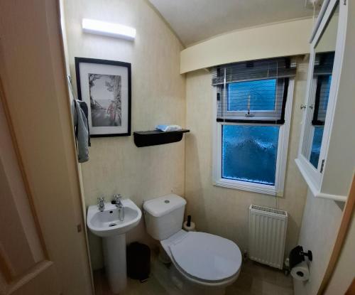 a small bathroom with a toilet and a sink at Pallegarste 114 in Mariënberg
