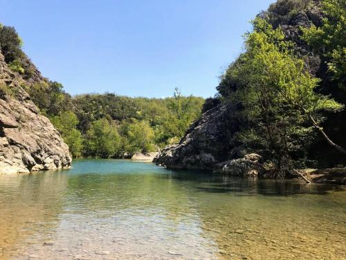 a river with trees on the side of it at Bubble Glam I Poggetti in Micciano