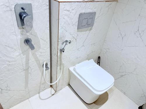 a bathroom with a shower with a toilet in it at AG ViLLA NERAL in Neral