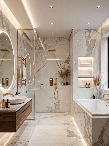 a bathroom with a tub and a sink at Paradise View Villas in Malindi