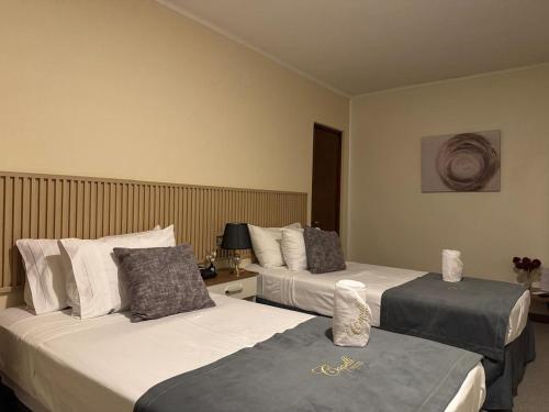 a hotel room with two beds in a room at Hotel Capelli Talca in Talca