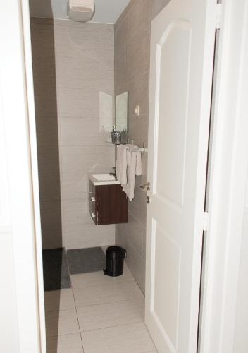 a bathroom with a sink and a mirror at Hotel Saint Georges in Mons