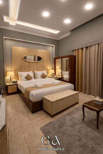 a large bedroom with a large bed with a headboard at GAP Cairo Hotel Downtown in Cairo