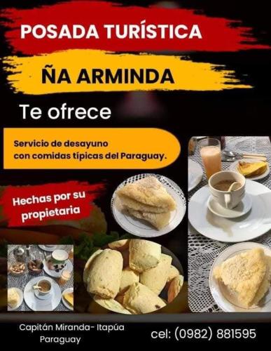 a collage of pictures of food on plates at Posada Ña Arminda in Capitán Miranda