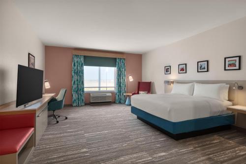 a hotel room with a bed and a television at Hilton Garden Inn Wichita Airport in Wichita