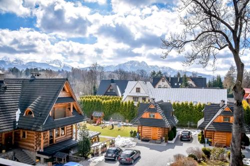 an aerial view of a log home at Pod Wyciągiem Harenda in Zakopane
