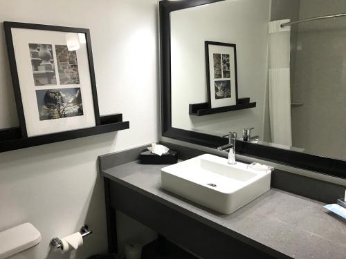 a bathroom with a white sink and a mirror at Country Inn & Suites by Radisson, Dalton, GA in Dalton