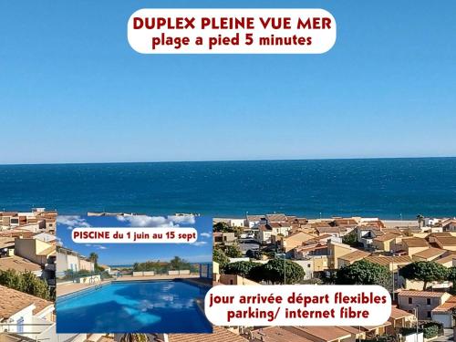 duplex pleine vue mer piscine plage a pied 5 minutes internet parking