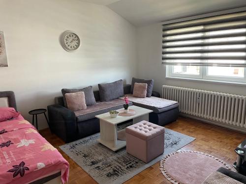 a living room with a couch and a table at Teodora in Banja Koviljača