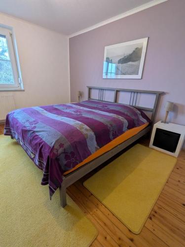 a bedroom with a bed and a tv in it at Ferienwohnung Lachen in Lachen