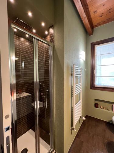 a bathroom with a shower with a glass shower stall at Copelia - Pool and Elegance in Paratico