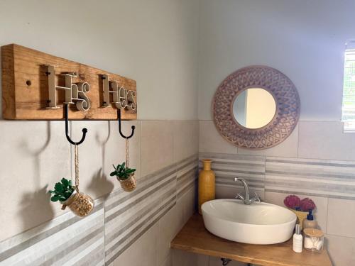 a bathroom with a sink and a mirror at Lilibeth guesthouse in Parys