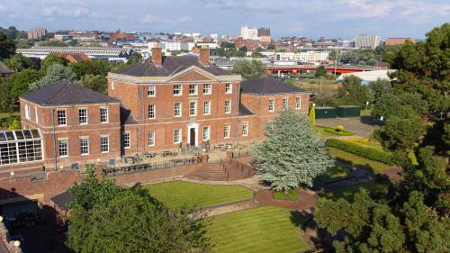 an aerial view of a large brick building at DoubleTree by Hilton Stoke-on-Trent, United Kingdom in Stoke on Trent