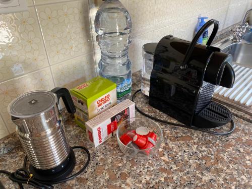 a kitchen counter with a blender and a toaster and a sink at LA TERRAZZA DI MONTEROSSO in Monterosso al Mare