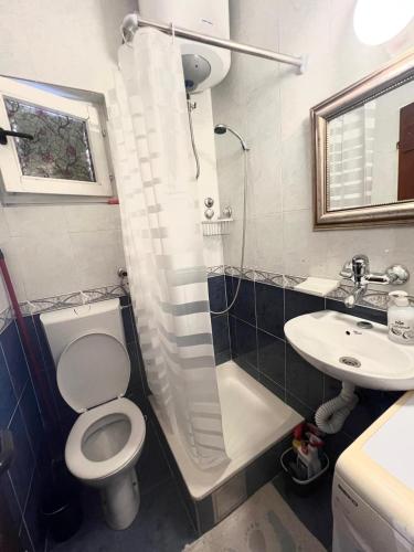 a bathroom with a toilet and a sink at Mika Studio in Tivat