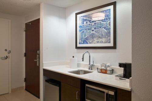 a kitchen with a sink and a picture on the wall at Hampton Inn Washington DC - Convention Center in Washington, D.C.