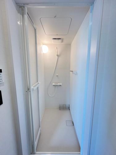 a bathroom with a walk in shower and a toilet at Nord SUR in Ichinomiya