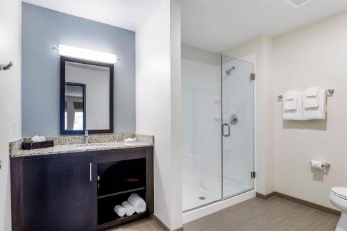 a bathroom with a sink and a shower at MainStay Suites Winfield-Teays Valley in Hurricane