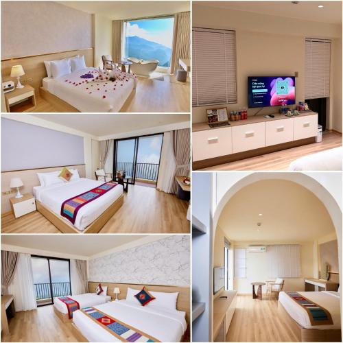 a collage of four pictures of a hotel room at Sapa Lumia Hotel in Sapa