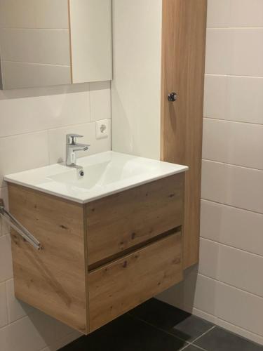 a bathroom with a sink and a mirror at Den Doezel in Vorden