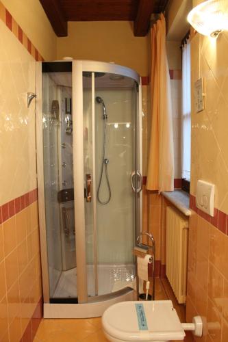 a bathroom with a shower with a toilet in it at B&B Il Girasole in Cuneo
