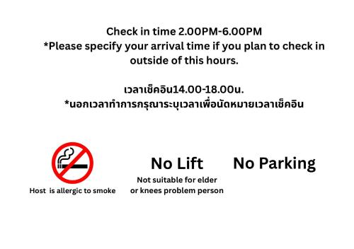 a screenshot of a sign that reads no lift at Laloon Guesthouse in Hat Yai