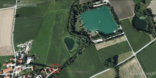 arial view of a park with a red circle at Wiflinger Graben Einfamilienhaus in Wörth