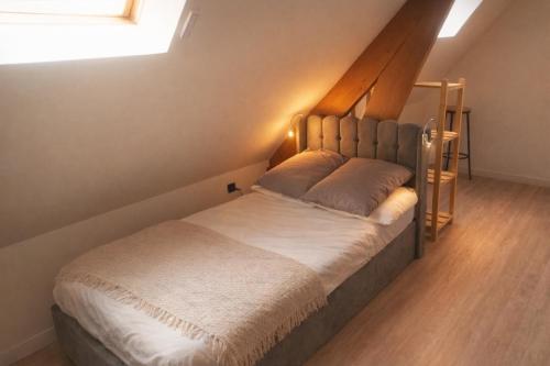 a bedroom with a bed in a attic at Au Carnot in Douai