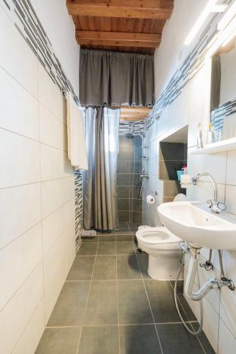 a bathroom with a toilet and a sink at Alexandra House in Kimolos