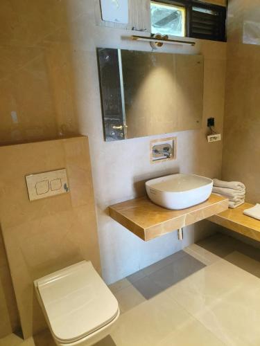 a bathroom with a sink and a toilet at The Corbett Lads in Tota Ām
