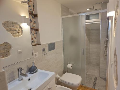 a bathroom with a shower and a toilet and a sink at Liberty House Ten in Rome