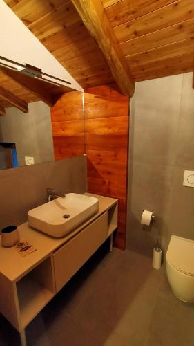 a bathroom with a sink and a toilet at B&B Court1828 in Lillianes