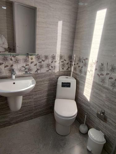 a bathroom with a toilet and a sink at "Ламази"Домашняя гостиница in Kobuleti