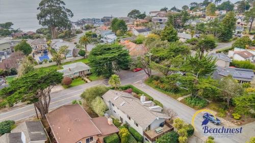 an aerial view of a residential neighborhood with houses at Casa Rio Del Mar in Aptos