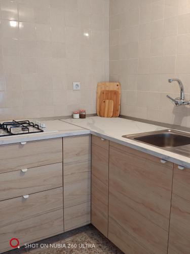 a kitchen with a sink and a counter top at casa el nacimiento in Igualeja