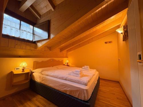 a bedroom with a large bed in a attic at Cèsa Aurora in Canazei