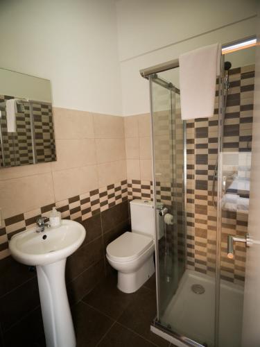 a bathroom with a toilet and a sink and a shower at Bahía de San Simón in Redondela