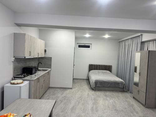 a room with a bed and a kitchen with a bed gmaxwell gmaxwell gmaxwell at Manes in Yeghegnadzor