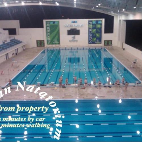 a large swimming pool with people in it at Star of the Olympus 1b Family Suite at Miramar Puerto Rico near beaches and Convention Center in San Juan