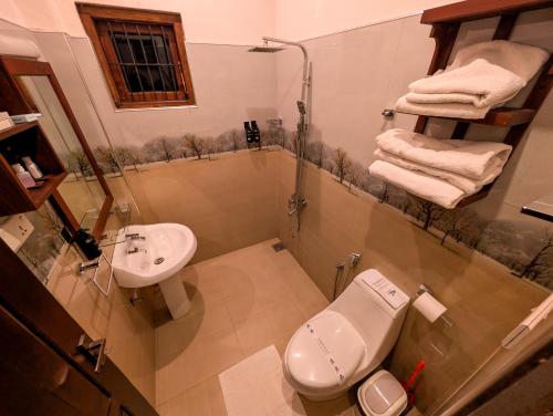 a bathroom with a toilet and a sink at Diva Villa Airport Transit Hotel in Katunayaka