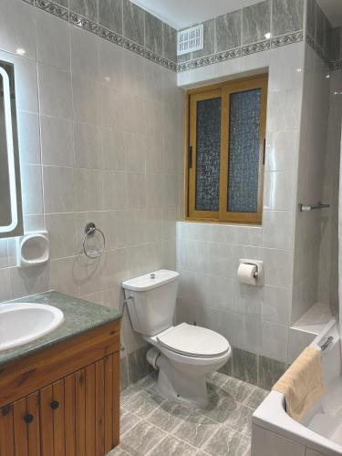 a bathroom with a toilet and a sink at City Center Apartments in Mellieħa