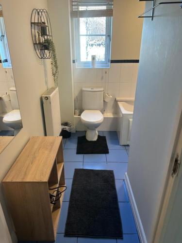 a small bathroom with a toilet and a sink at Beautiful 2 bed in Wycombe in High Wycombe
