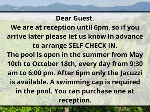 a sign that reads dear guest we are at reception until arrive later at Vesuvio Inn Bed & Wine Experience in Boscotrecase
