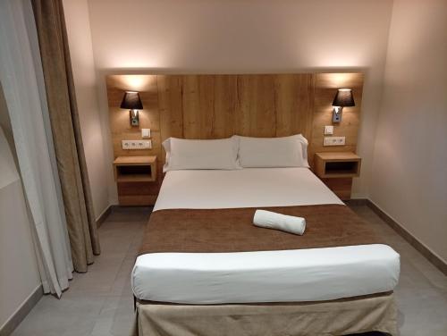 a bedroom with a large bed and two night stands at Hotel La Florida in Seville